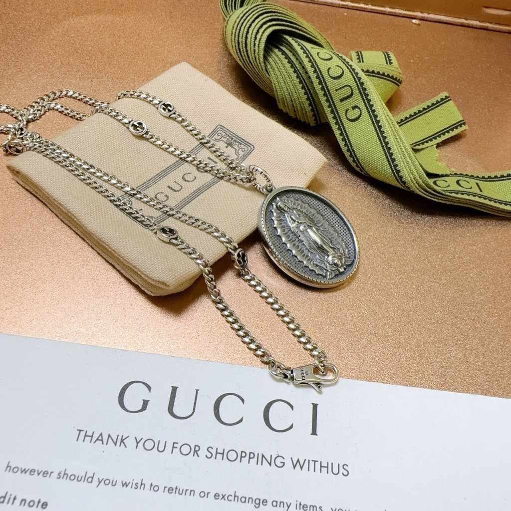Gucci Anger Forest Interlocking G Antique Silver-Tone Silver-Tone Antiqued Chain Necklace - album image 5