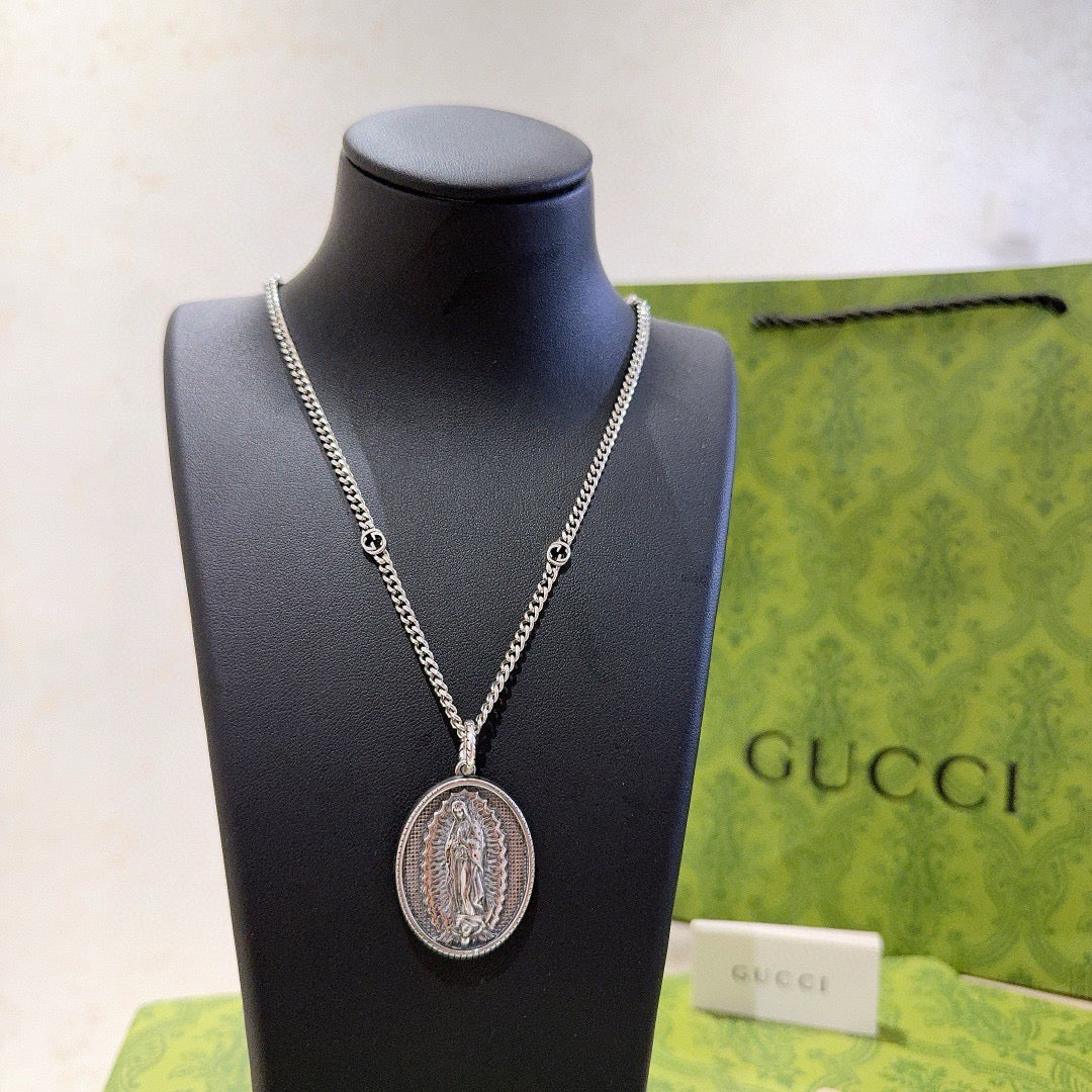 Gucci Anger Forest Interlocking G Antique Silver-Tone Silver-Tone Antiqued Chain Necklace - album image 4