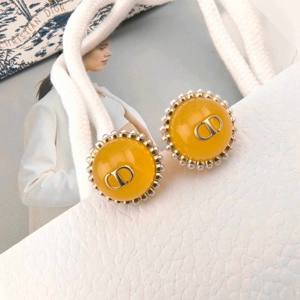 Dior Yellow Orbital Bead Earrings - product image 5