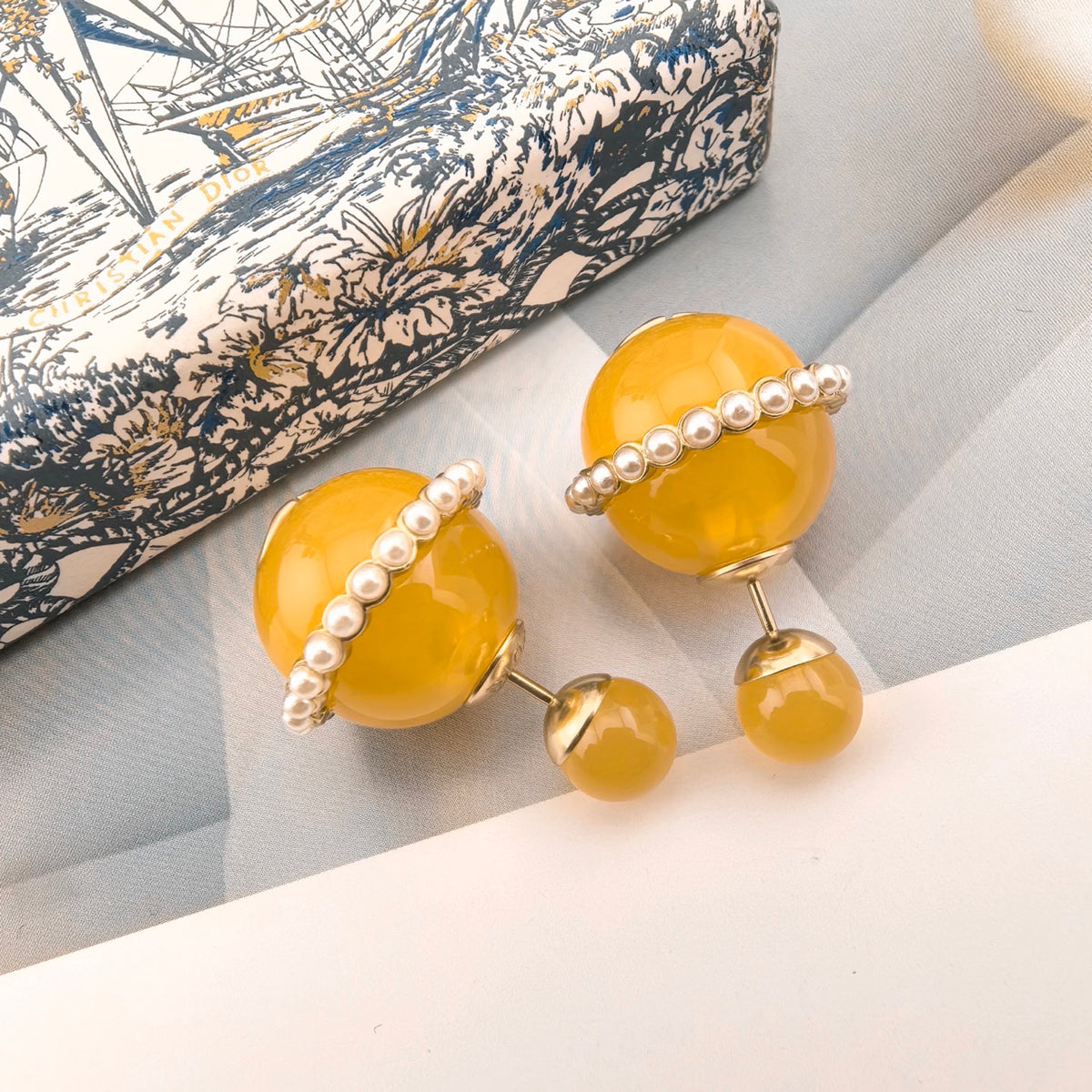 Dior Yellow Orbital Bead Earrings - product image 1