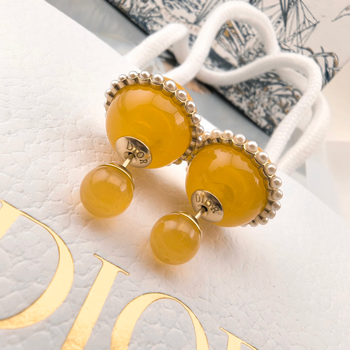 Dior Yellow Orbital Bead Earrings - product image 4