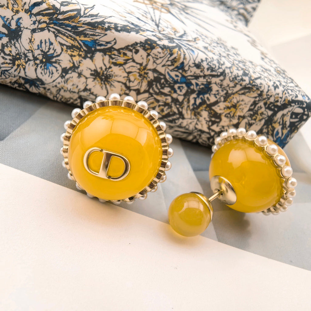 Dior Yellow Orbital Bead Earrings - product image 2