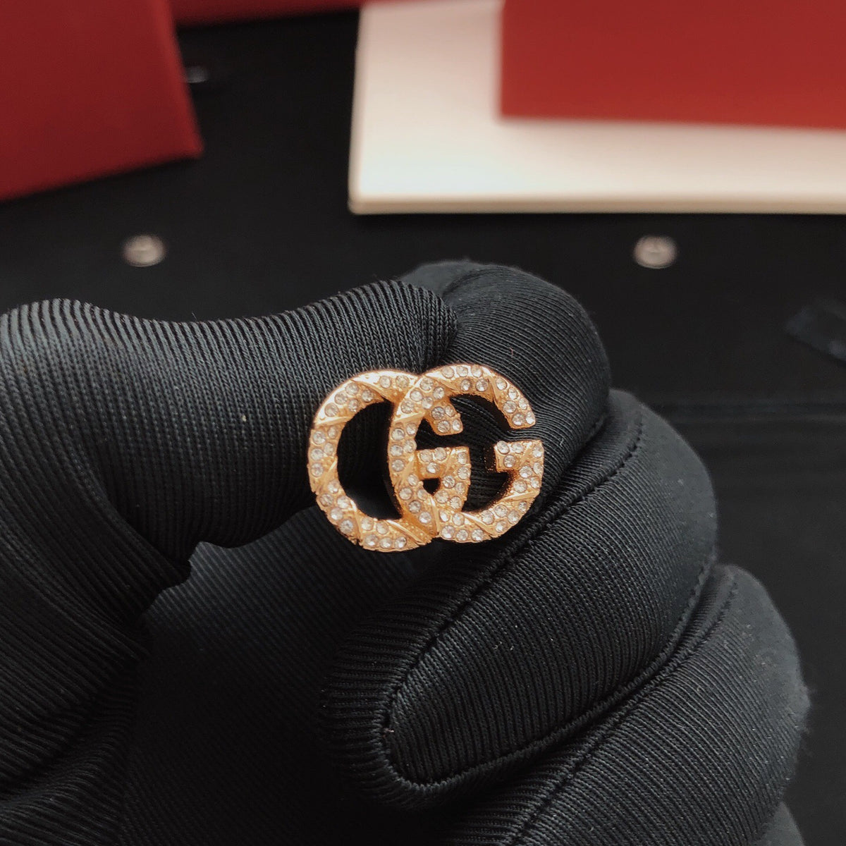 Gucci Rose Red Twisted Earrings - album image 3