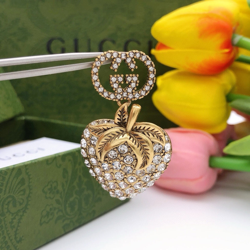 Gucci Interlocking G Antique Gold-Tone Enamel Gold-Tone Strawberry Earrings - album image 5