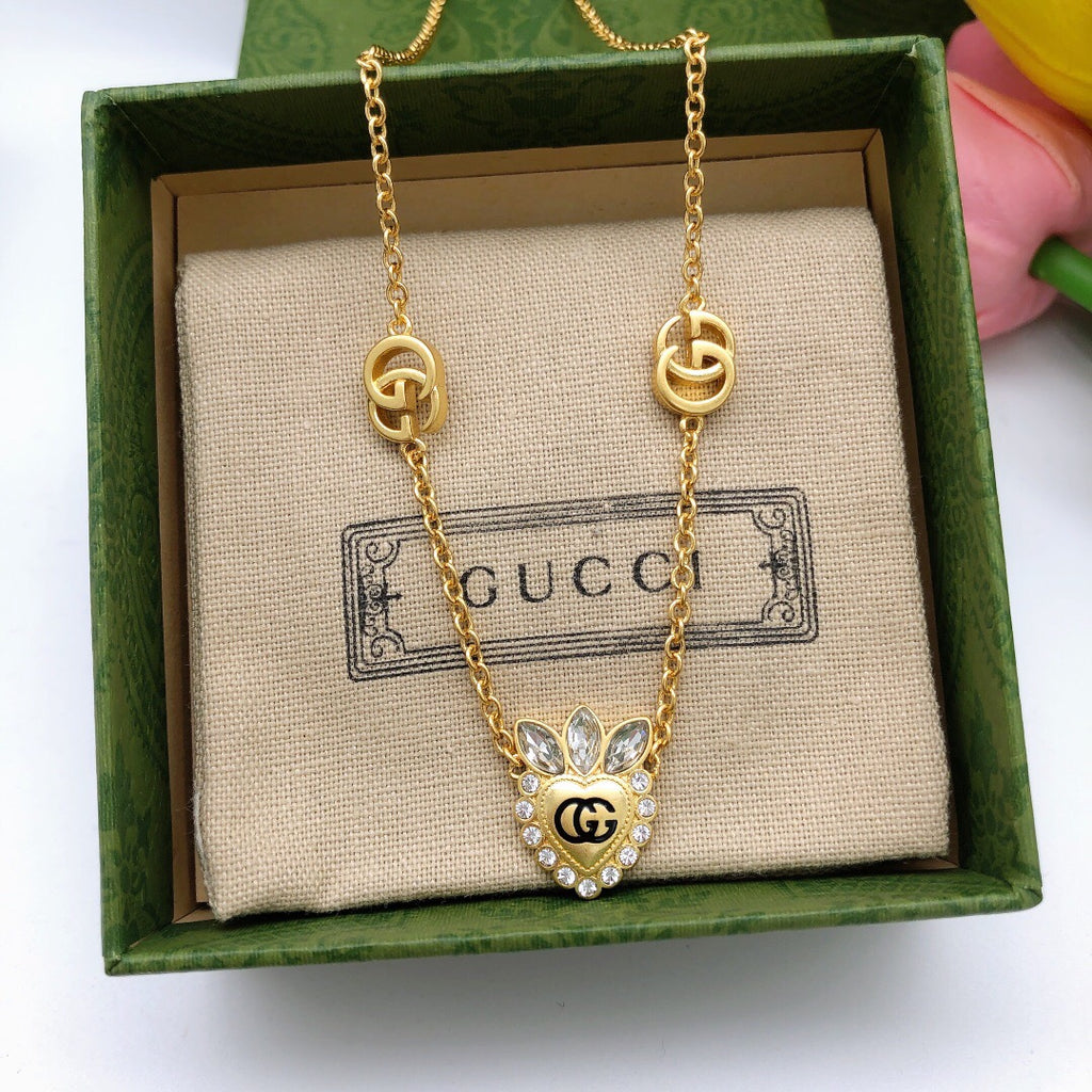 Gucci Interlocking G Heart Crystal Accent Necklace - album image 4