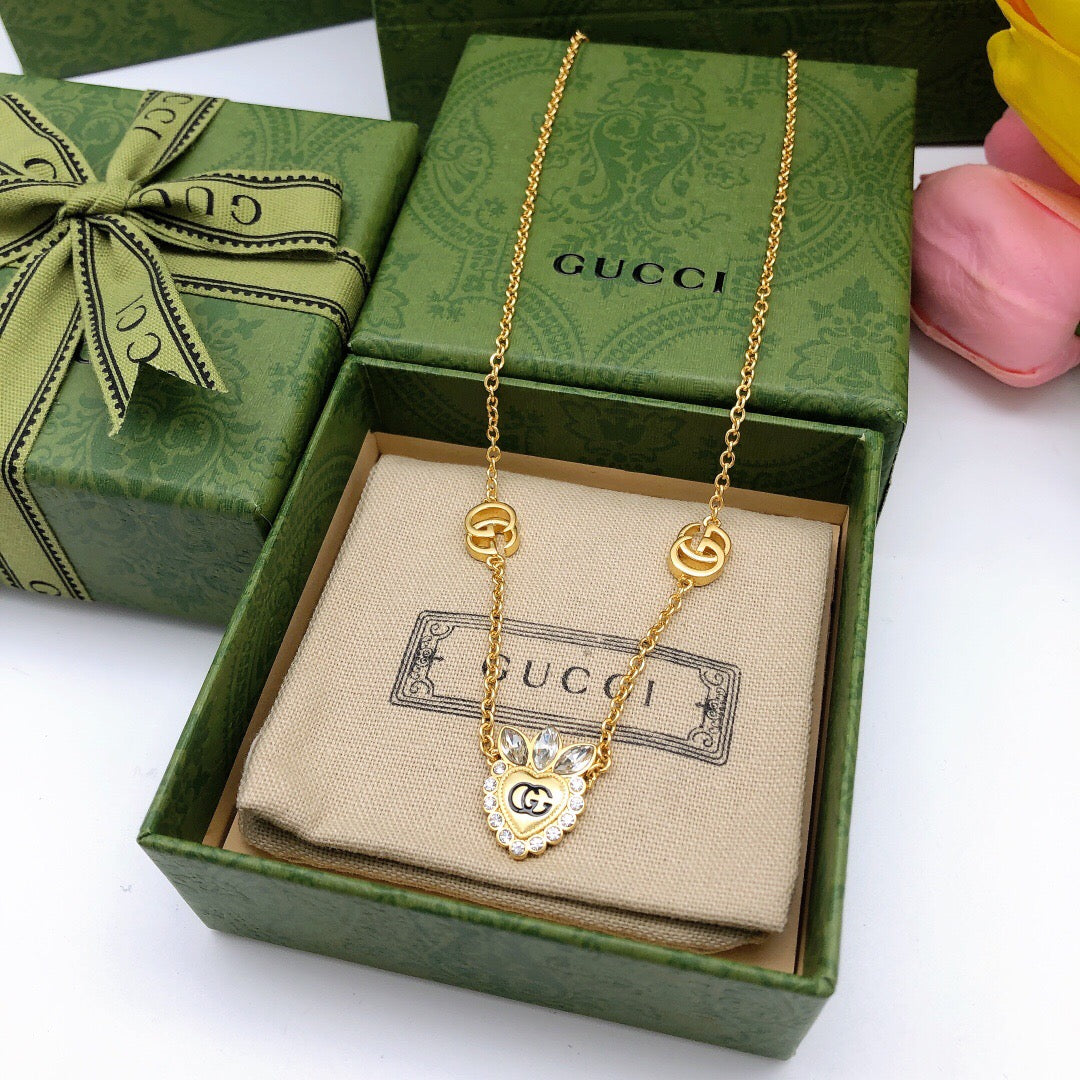 Gucci Interlocking G Heart Crystal Accent Necklace - album image 3