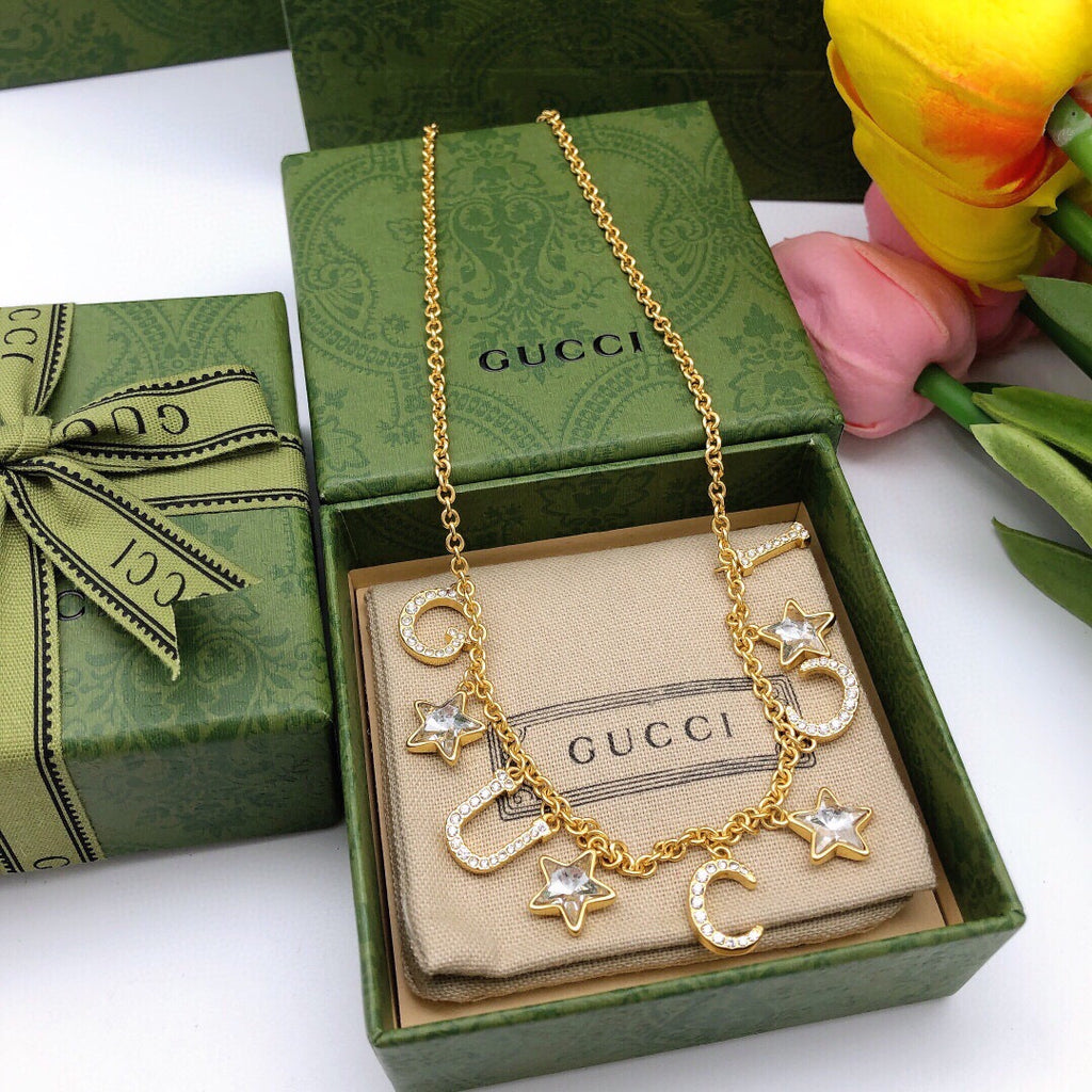 Gucci Interlocking G Star Crystal Accent Necklace - album image 2