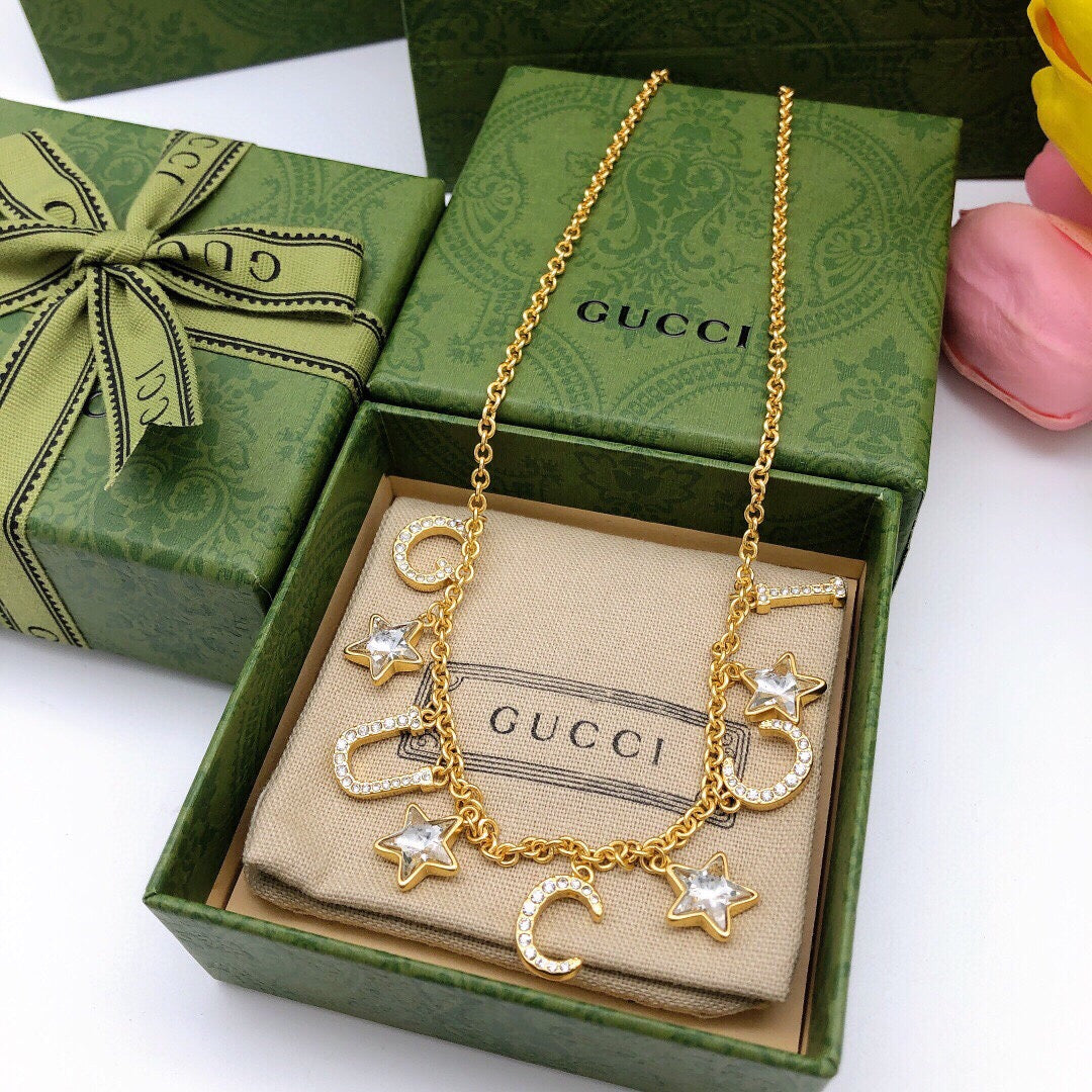 Gucci Interlocking G Star Crystal Accent Necklace - album image 3