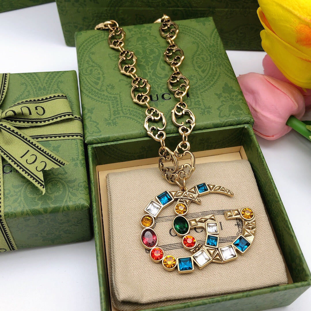 Gucci Interlocking G Multicolor Crystal Accent Necklace - album image 1