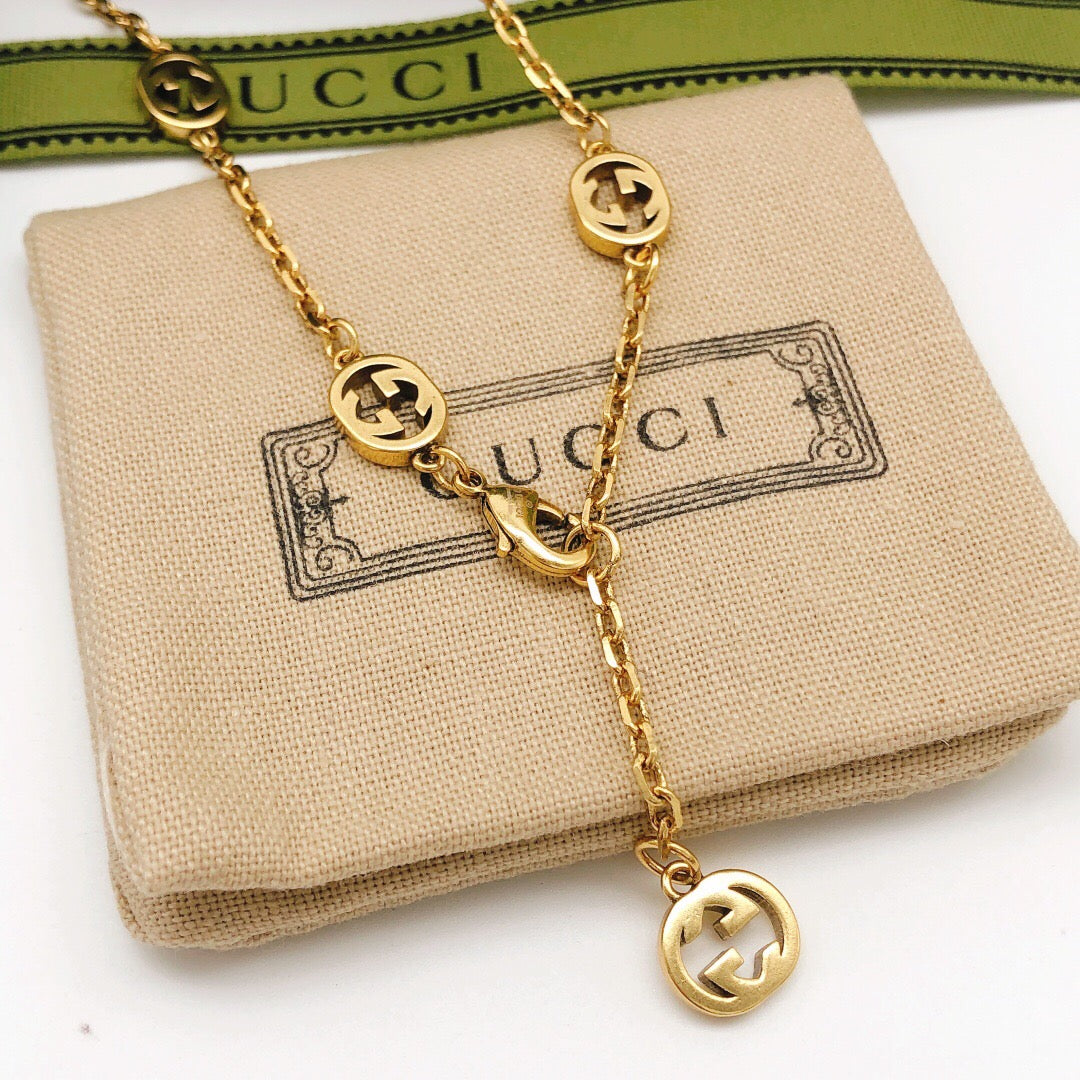 Gucci Interlocking G Antique Gold-Tone Necklace - album image 3