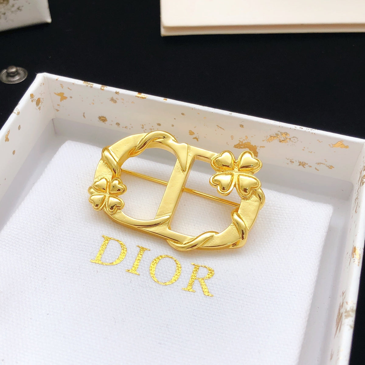 Dior Gold-Tone Floral CD Brooch - product image 3