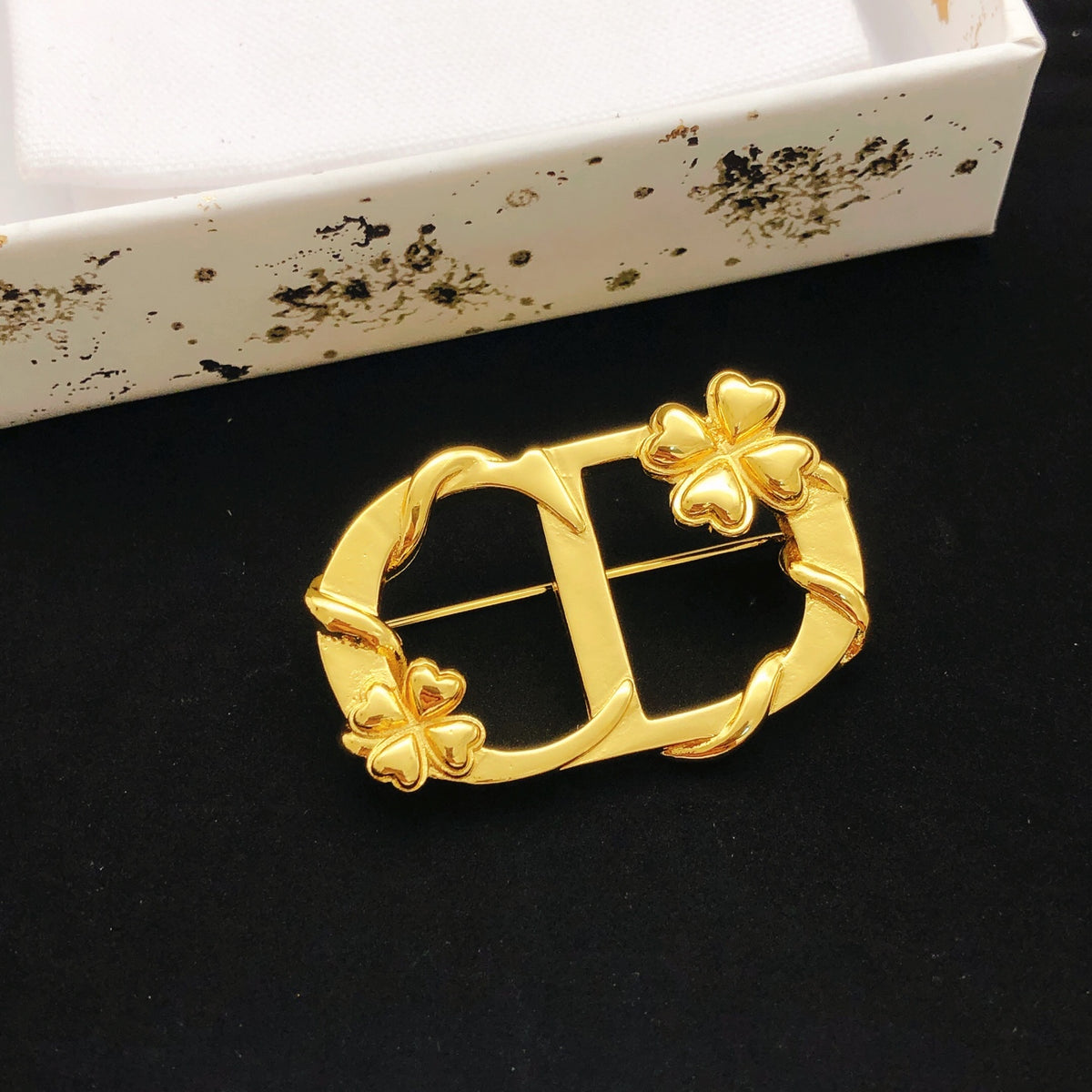 Dior Gold-Tone Floral CD Brooch - product image 5