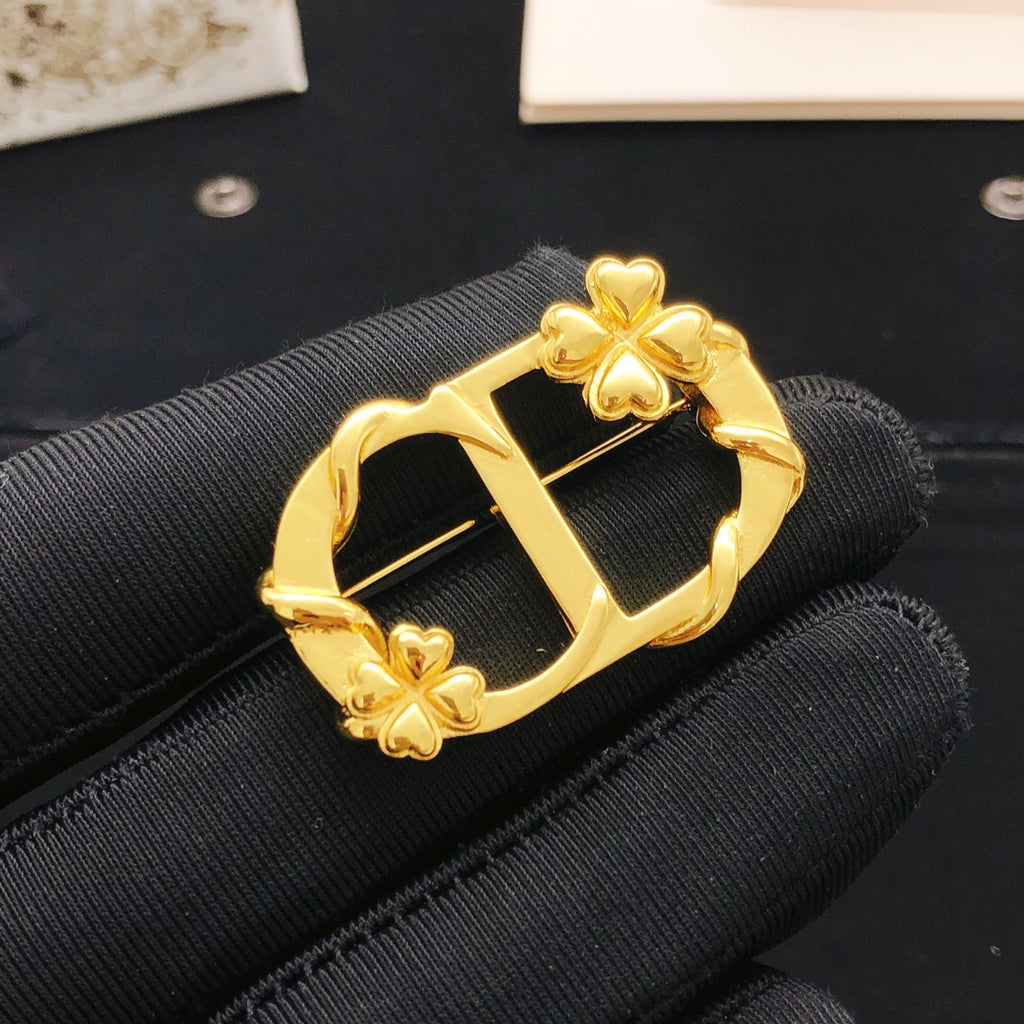 Dior Gold-Tone Floral CD Brooch - product image 2