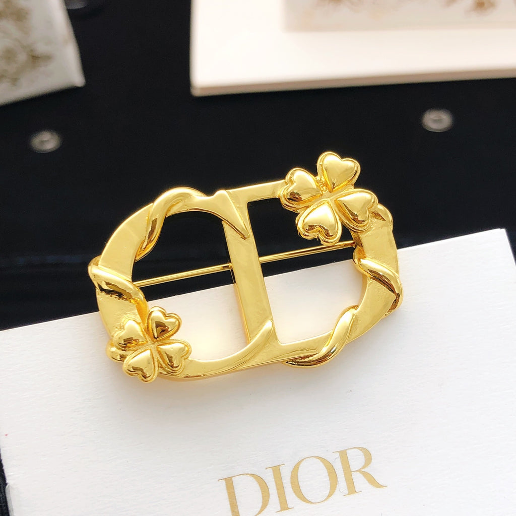 Dior Gold-Tone Floral CD Brooch - product image 1