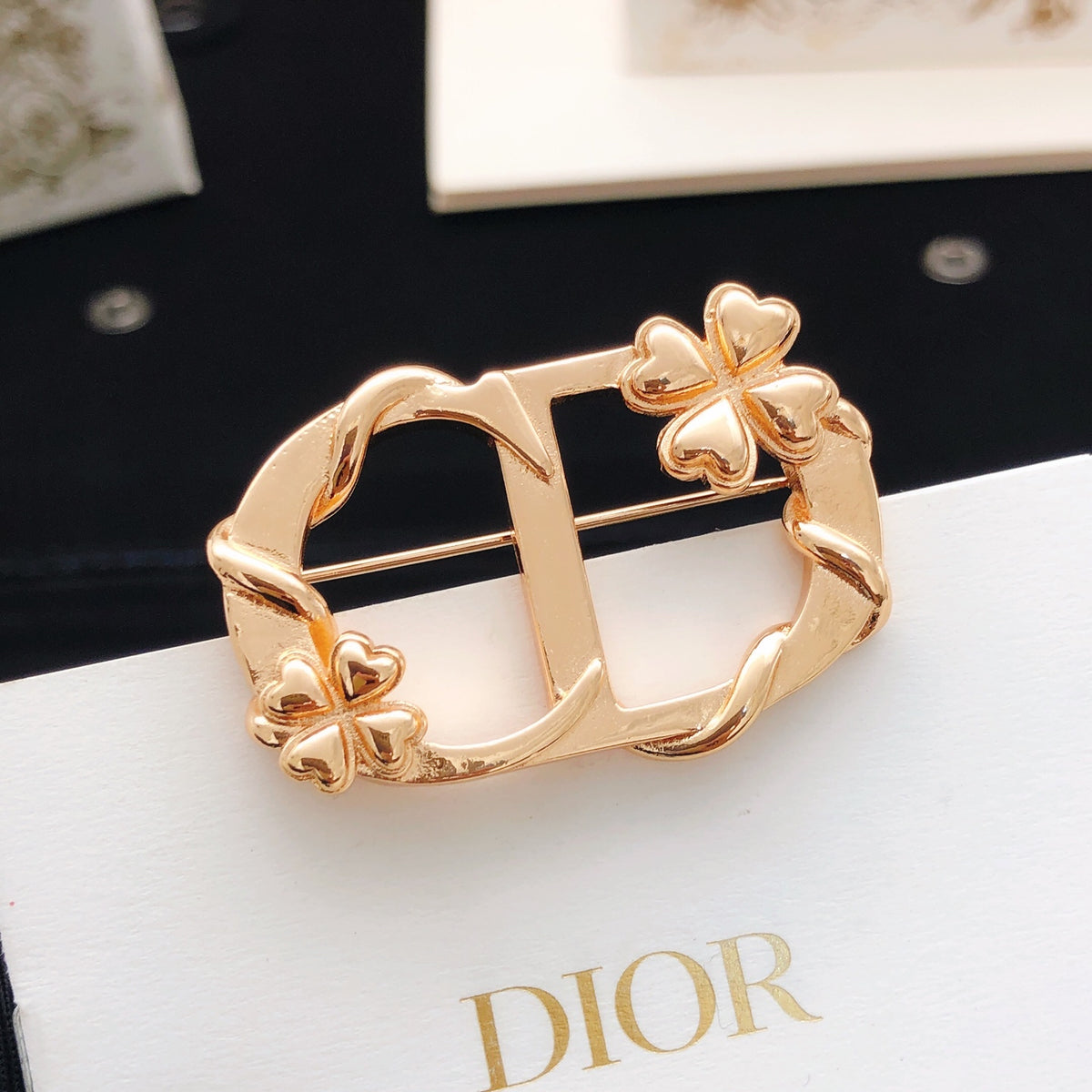 Dior Rose-Gold-Tone Floral CD Brooch - product image 1