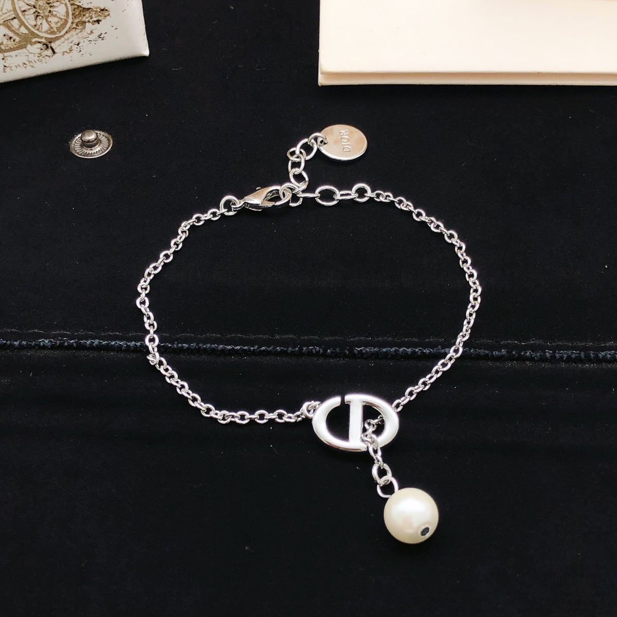 Dior Silver-Tone CD Pearl-Look Drop Bracelet - product image 1