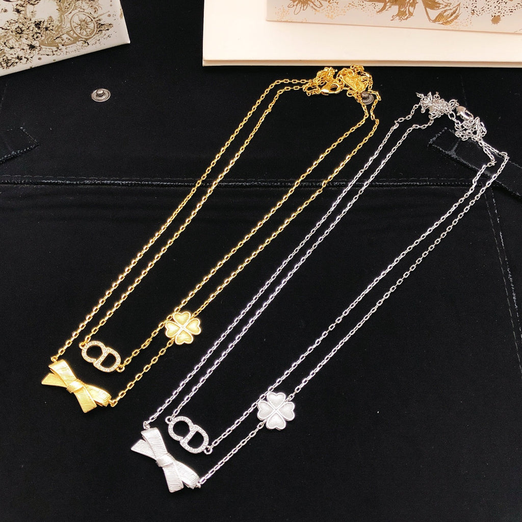 Dior Gold-Tone Layered Bow and Clover Necklace - product image 7