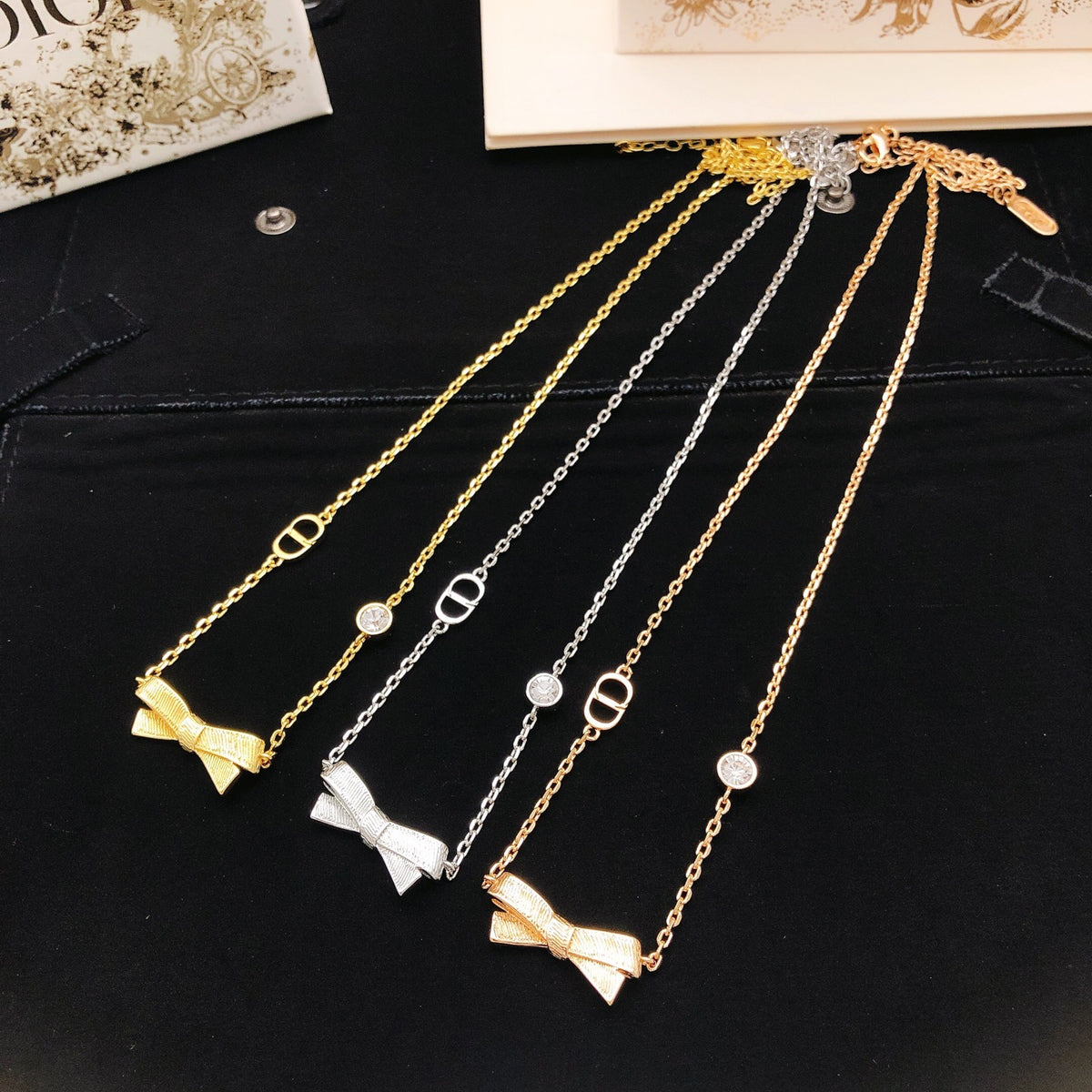 Dior Rose-Gold-Tone Sculpted Bow Necklace - product image 6