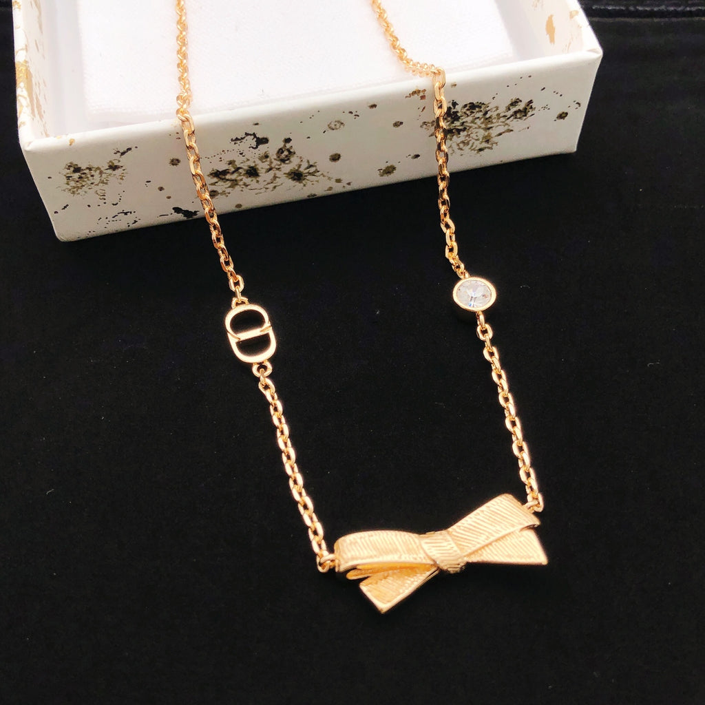 Dior Rose-Gold-Tone Sculpted Bow Necklace - product image 1