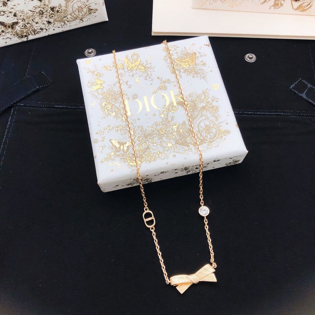 Dior Rose-Gold-Tone Sculpted Bow Necklace - product image 2