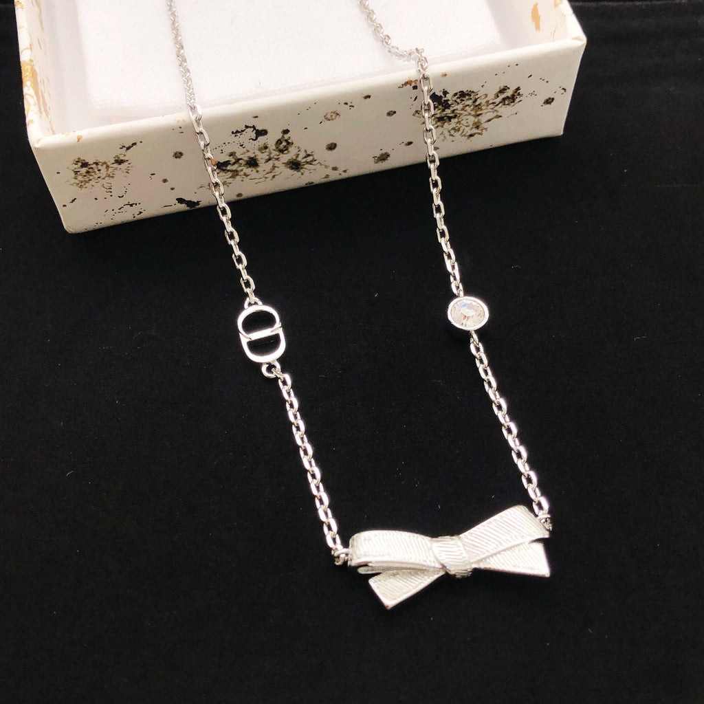 Dior Silver-Tone Sculpted Bow Necklace - product image 1