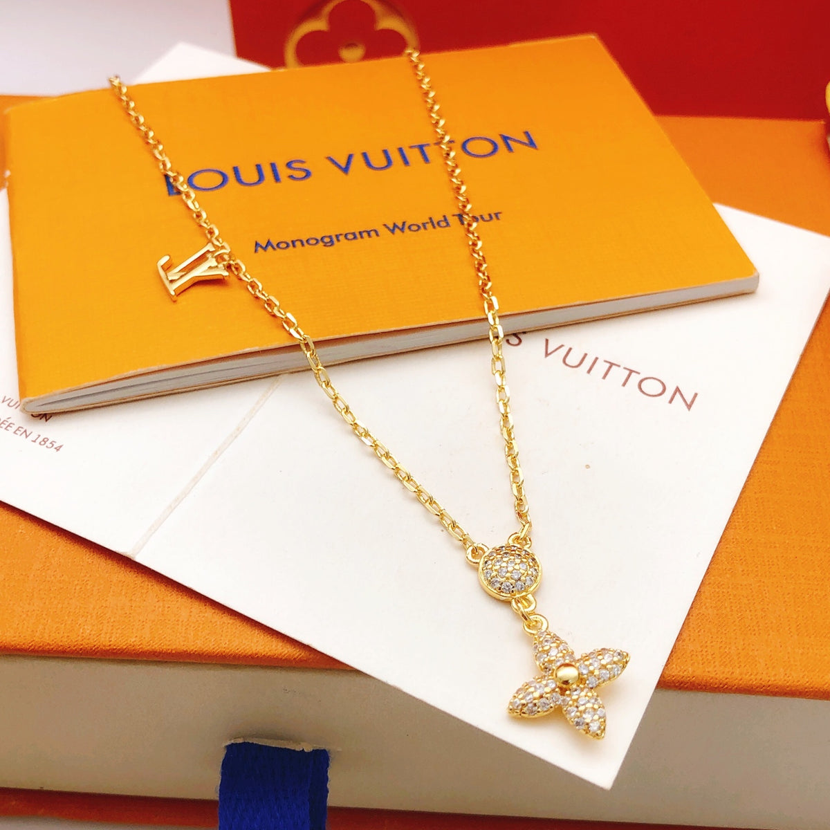 Louis Vuitton Tassel Crystal Accent Necklace - album image 1