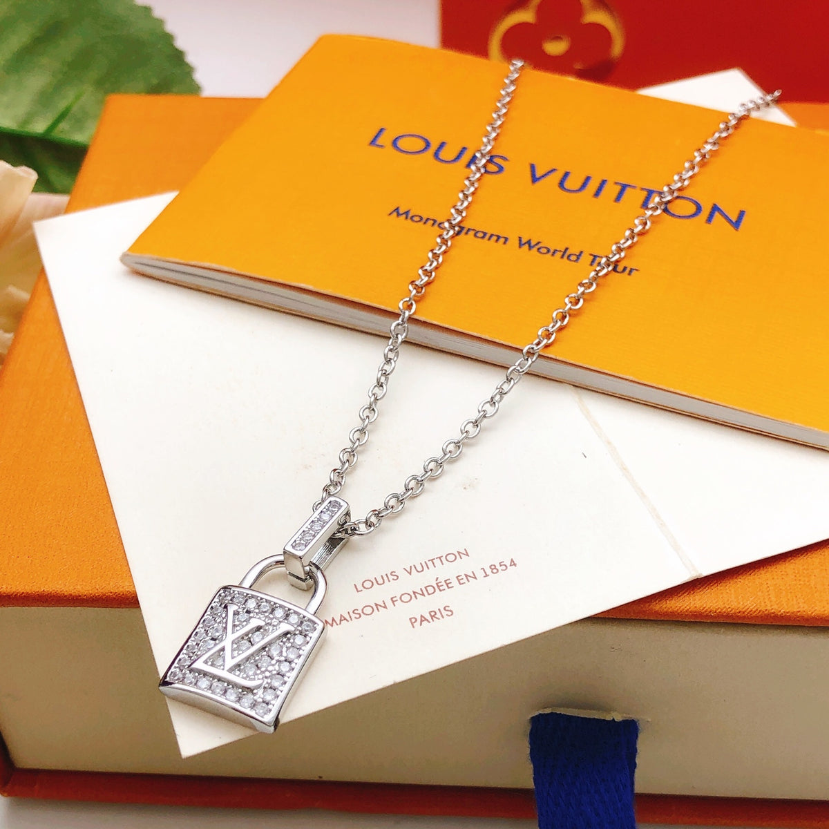 Louis Vuitton Padlock Crystal Accent Necklace - album image 4