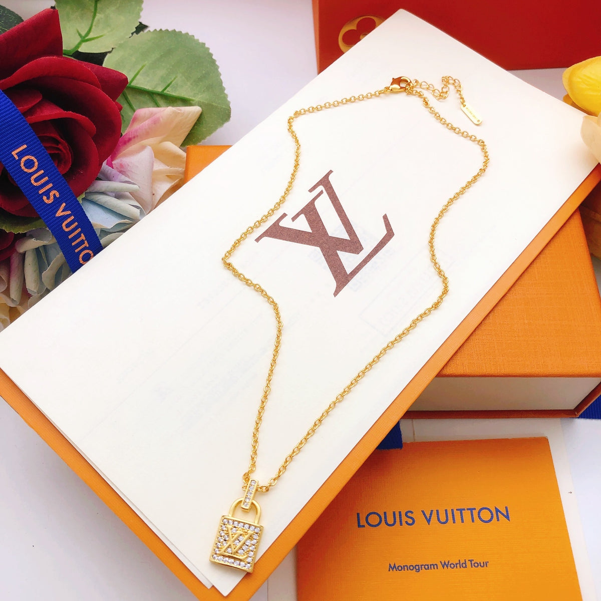Louis Vuitton Padlock Crystal Accent Necklace - album image 5