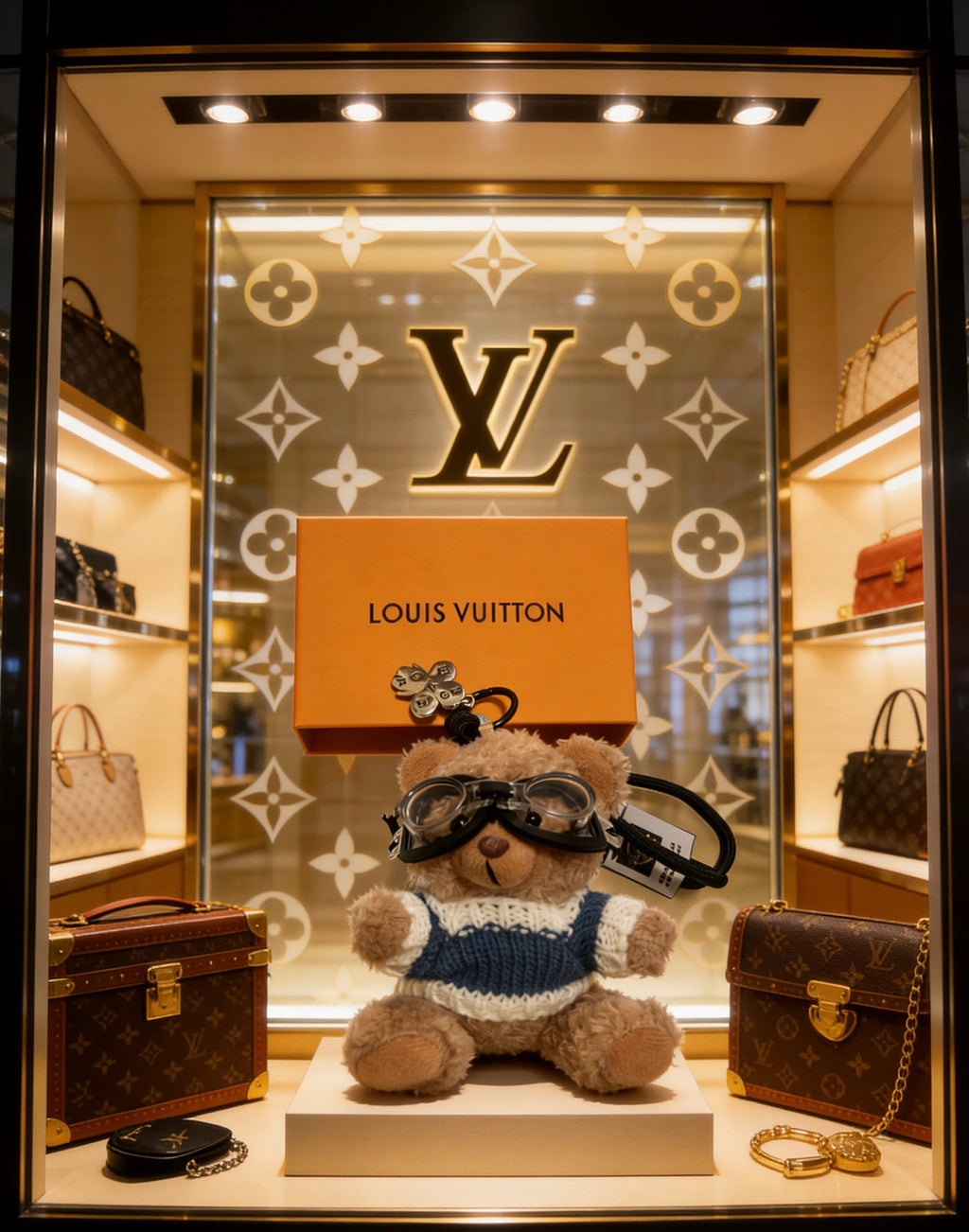 Louis Vuitton Gray Plush Character Keychain with Glasses - album image 7