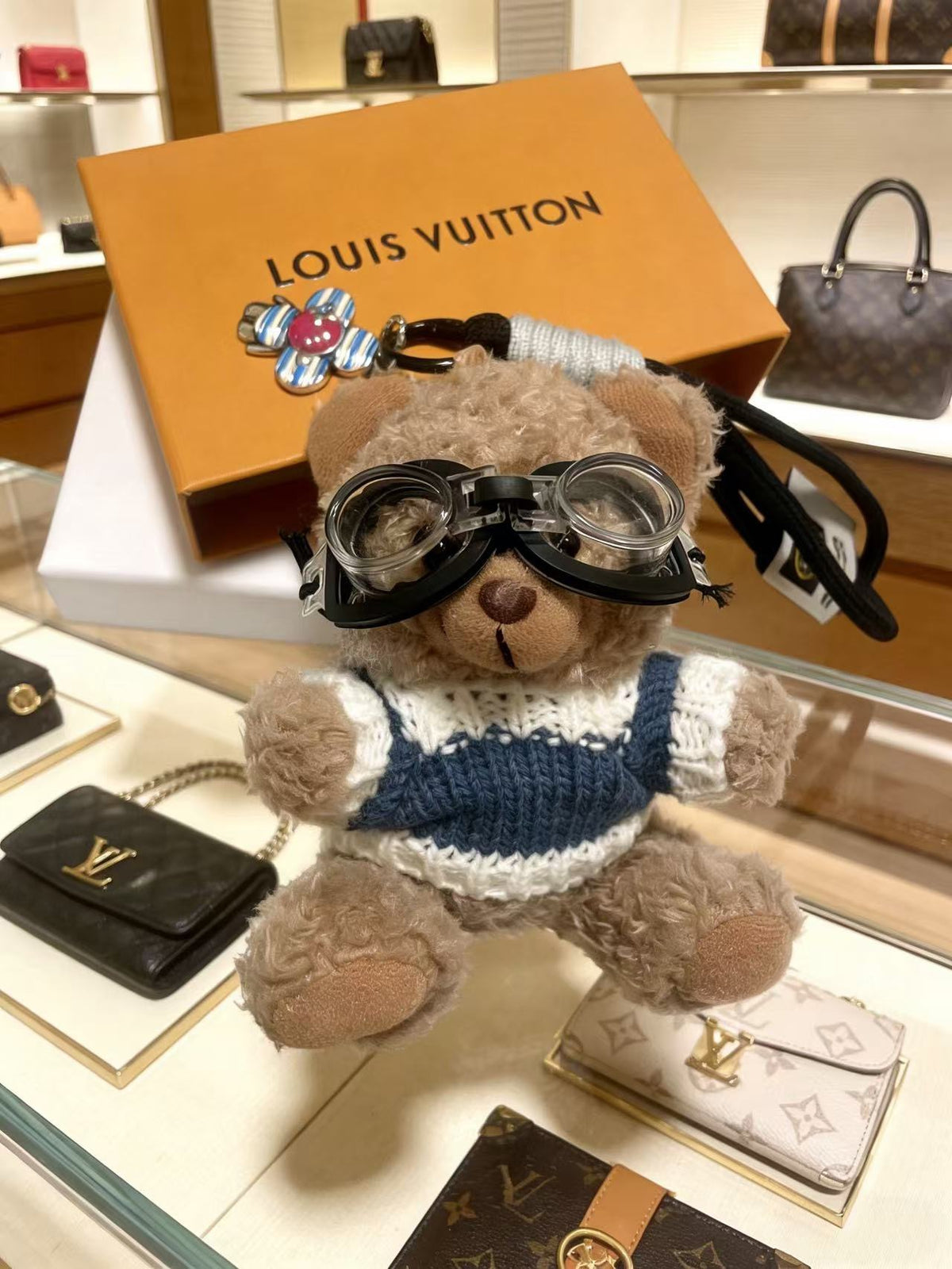 Louis Vuitton Gray Plush Character Keychain with Glasses - album image 6