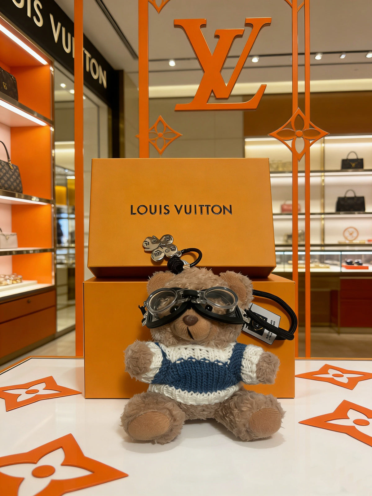 Louis Vuitton Gray Plush Character Keychain with Glasses - album image 3