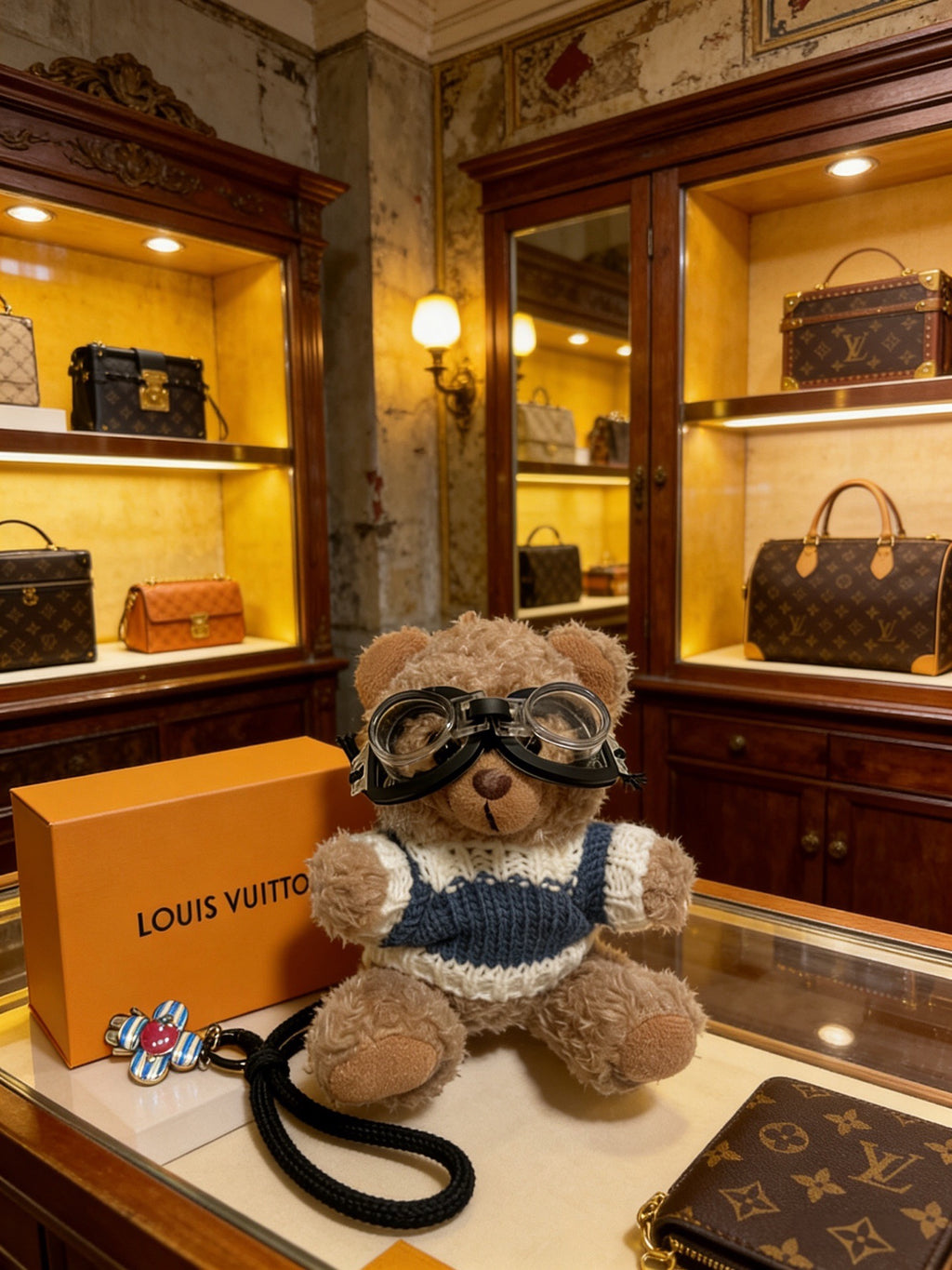 Louis Vuitton Gray Plush Character Keychain with Glasses - album image 5