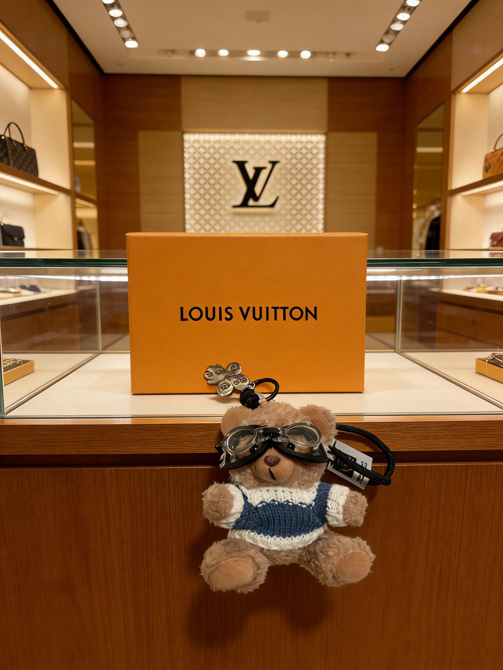 Louis Vuitton Gray Plush Character Keychain with Glasses - album image 2
