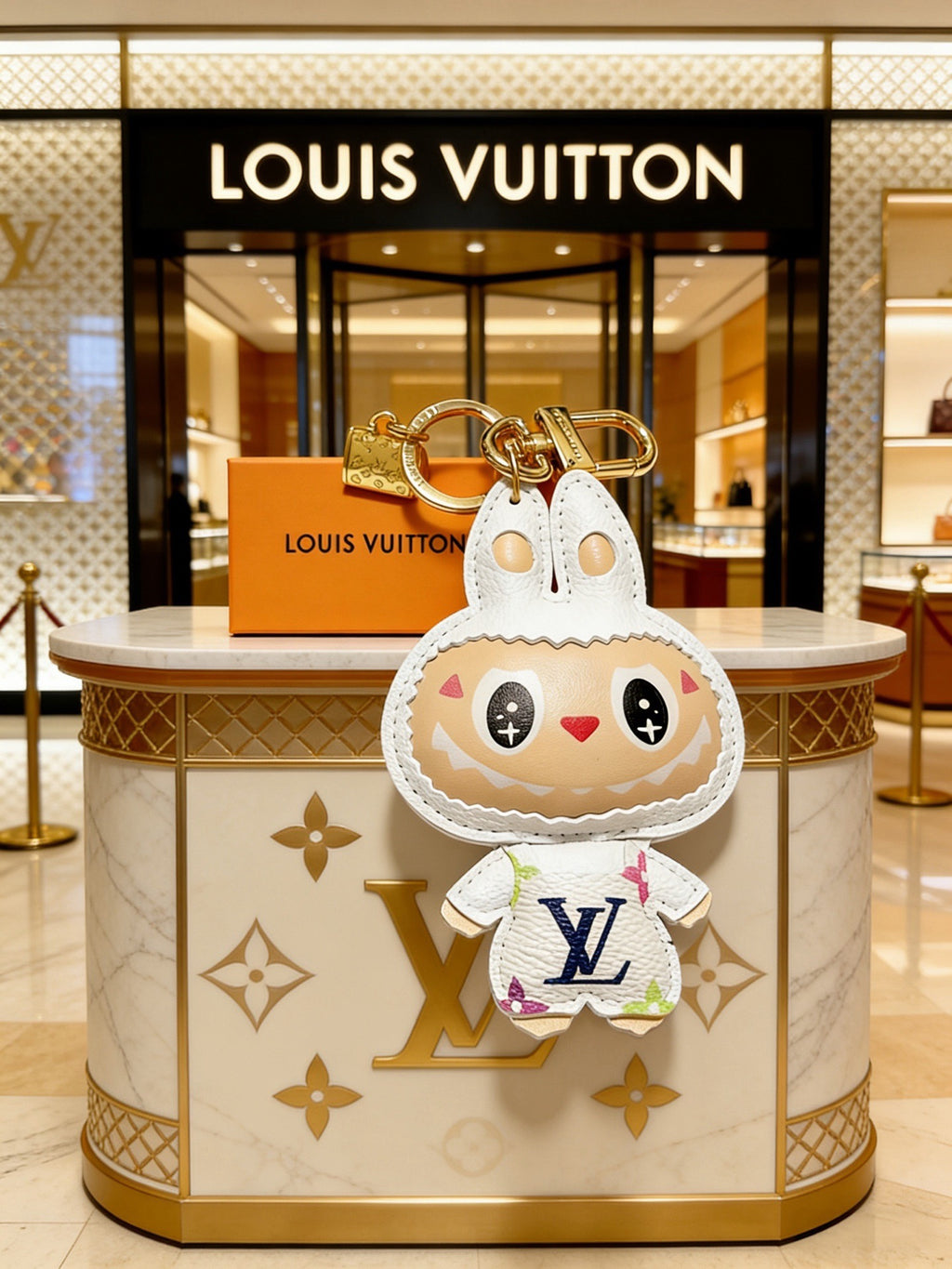 Louis Vuitton White Hooded Character Keychain - album image 2