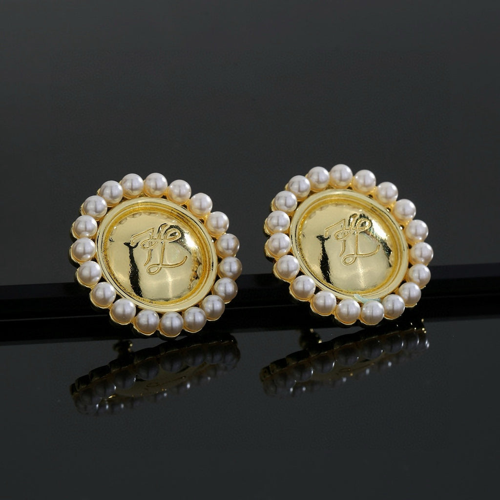 Loewe Pearl-Look Halo Oval Emblem Earrings - product image 5