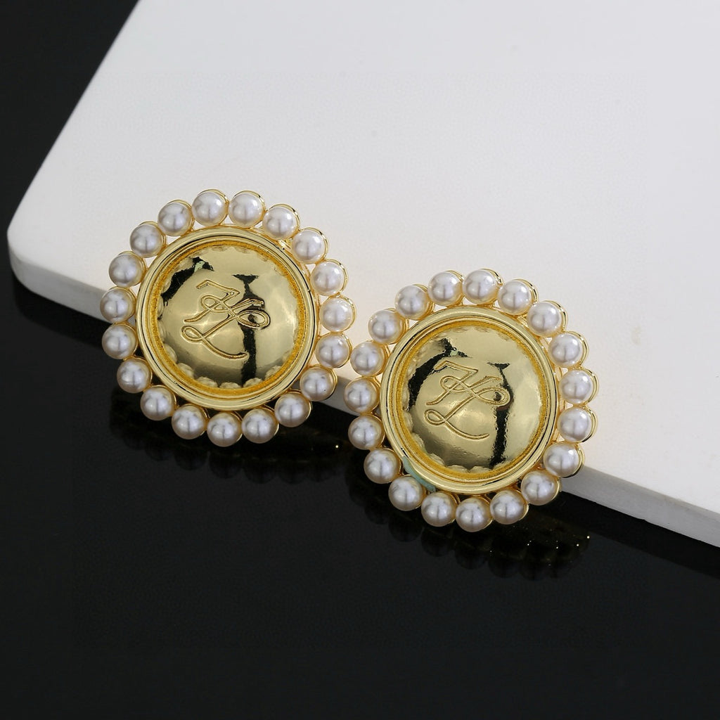 Loewe Pearl-Look Halo Oval Emblem Earrings - product image 4