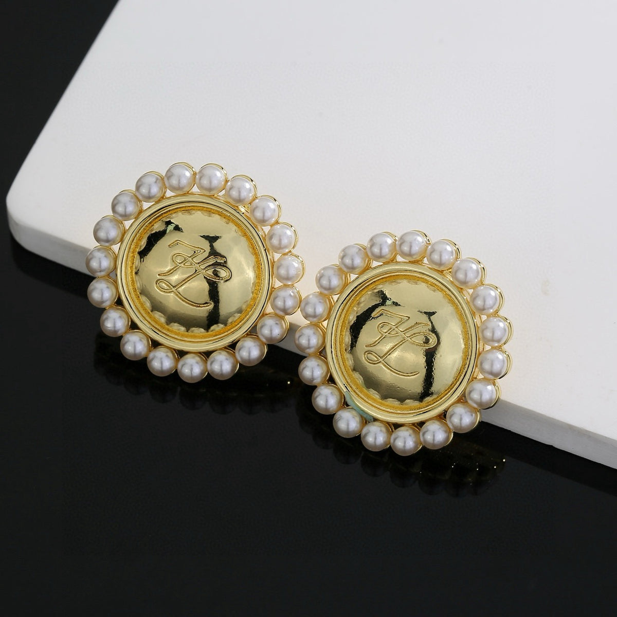 Loewe Pearl-Look Halo Oval Emblem Earrings - product image 4