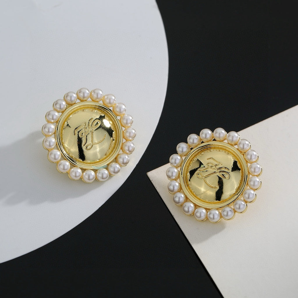 Loewe Pearl-Look Halo Oval Emblem Earrings - product image 2