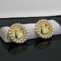 Loewe Pearl-Look Halo Oval Emblem Earrings - product image 1