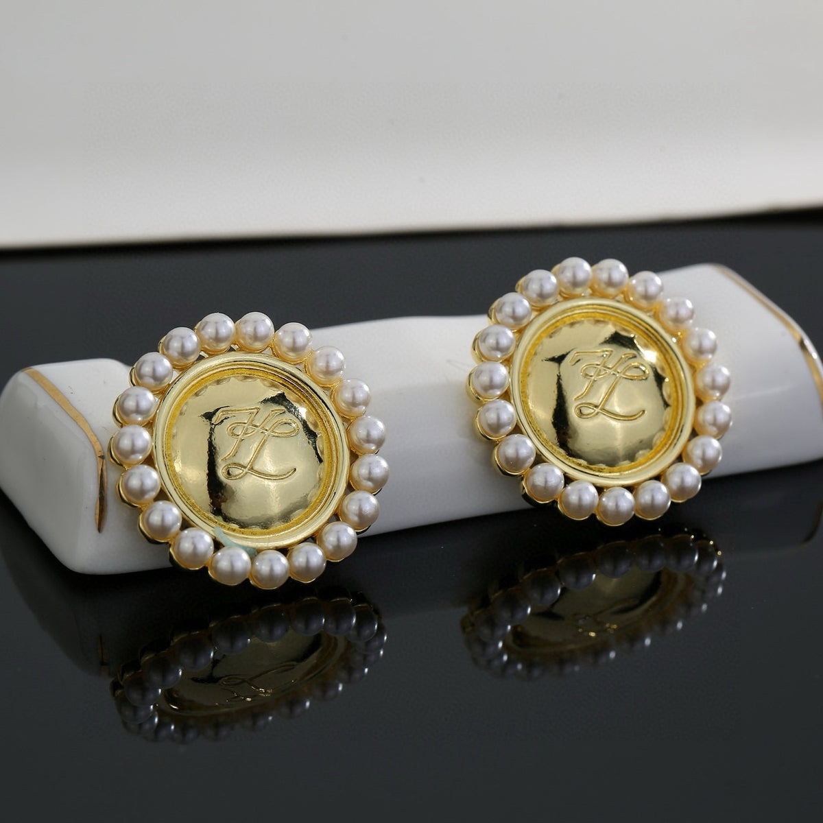 Loewe Pearl-Look Halo Oval Emblem Earrings - product image 1