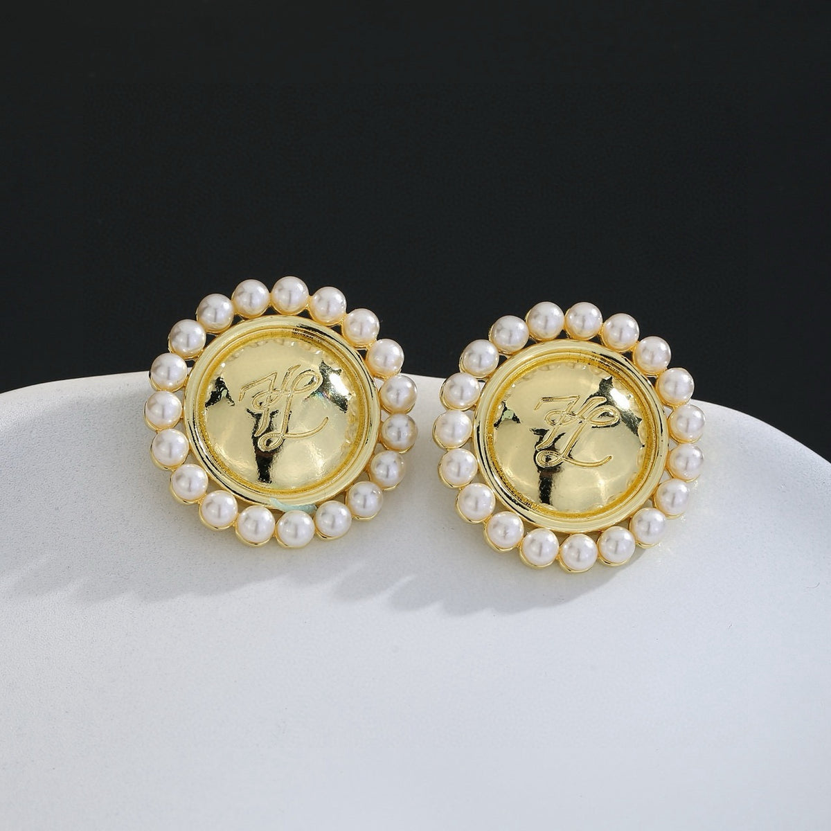 Loewe Pearl-Look Halo Oval Emblem Earrings - product image 6