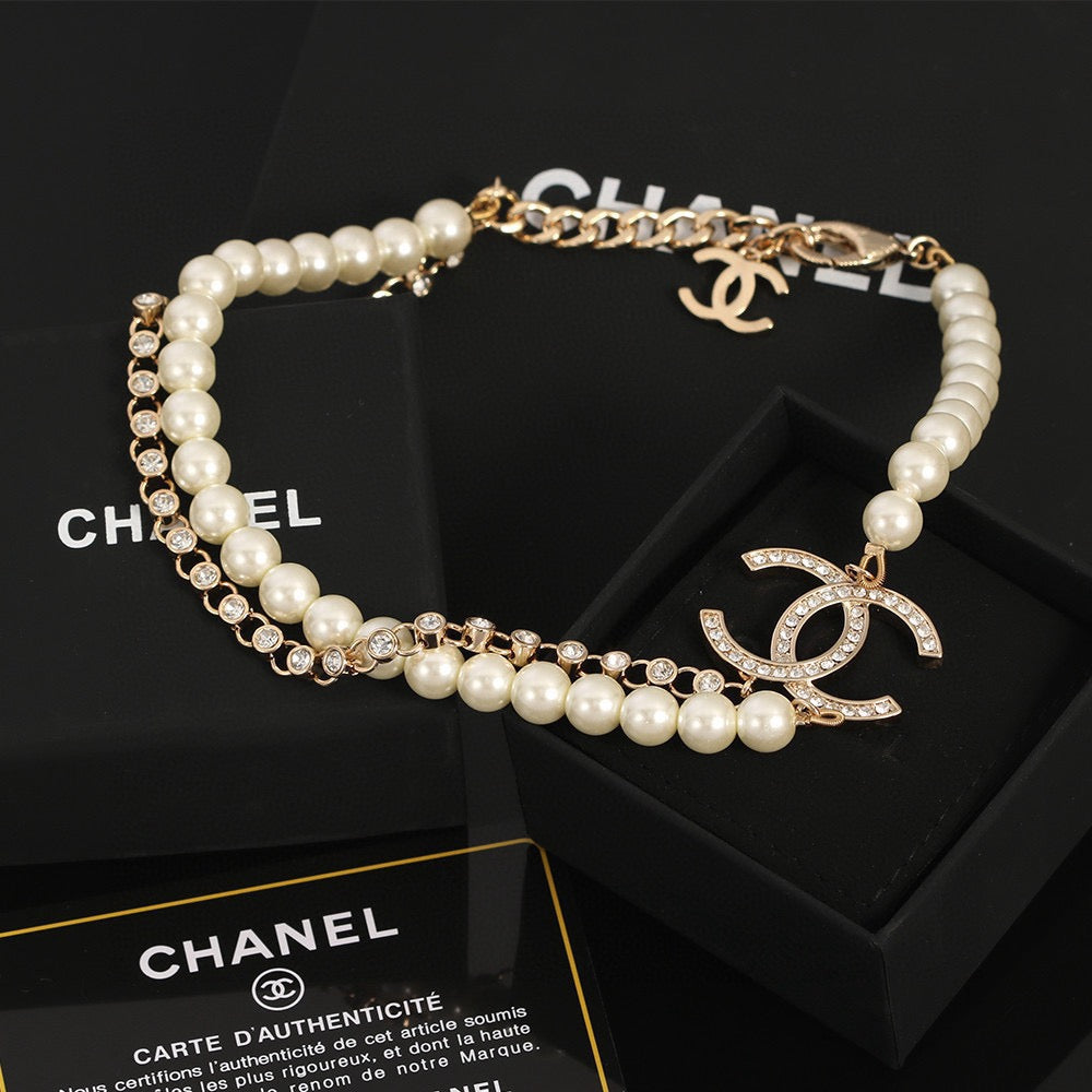 Chanel Interlocking C Pearl Double-Layer Necklace - album image 1