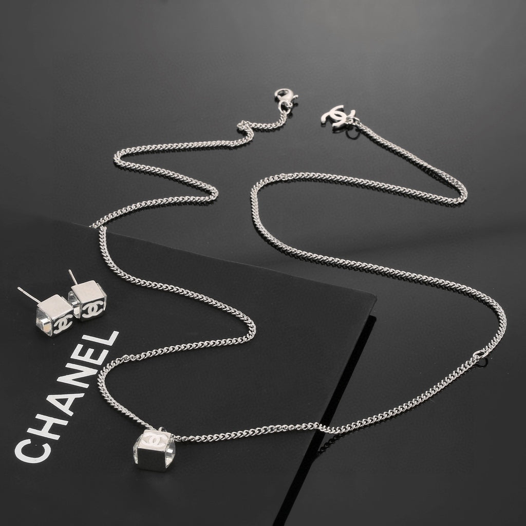Chanel White Square Jewelry - Earrings or Necklace - album image 1