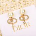 Dior CD Letter and Pearl-Look Drop Earrings - product image 1