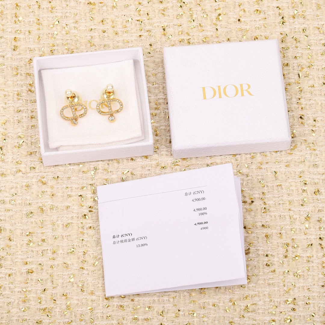 Dior CD Letter and Pearl-Look Drop Earrings - product image 2