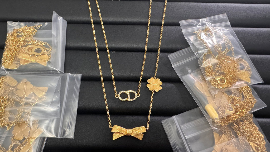 Dior Gold-Tone Layered Bow and Clover Necklace - product image 8