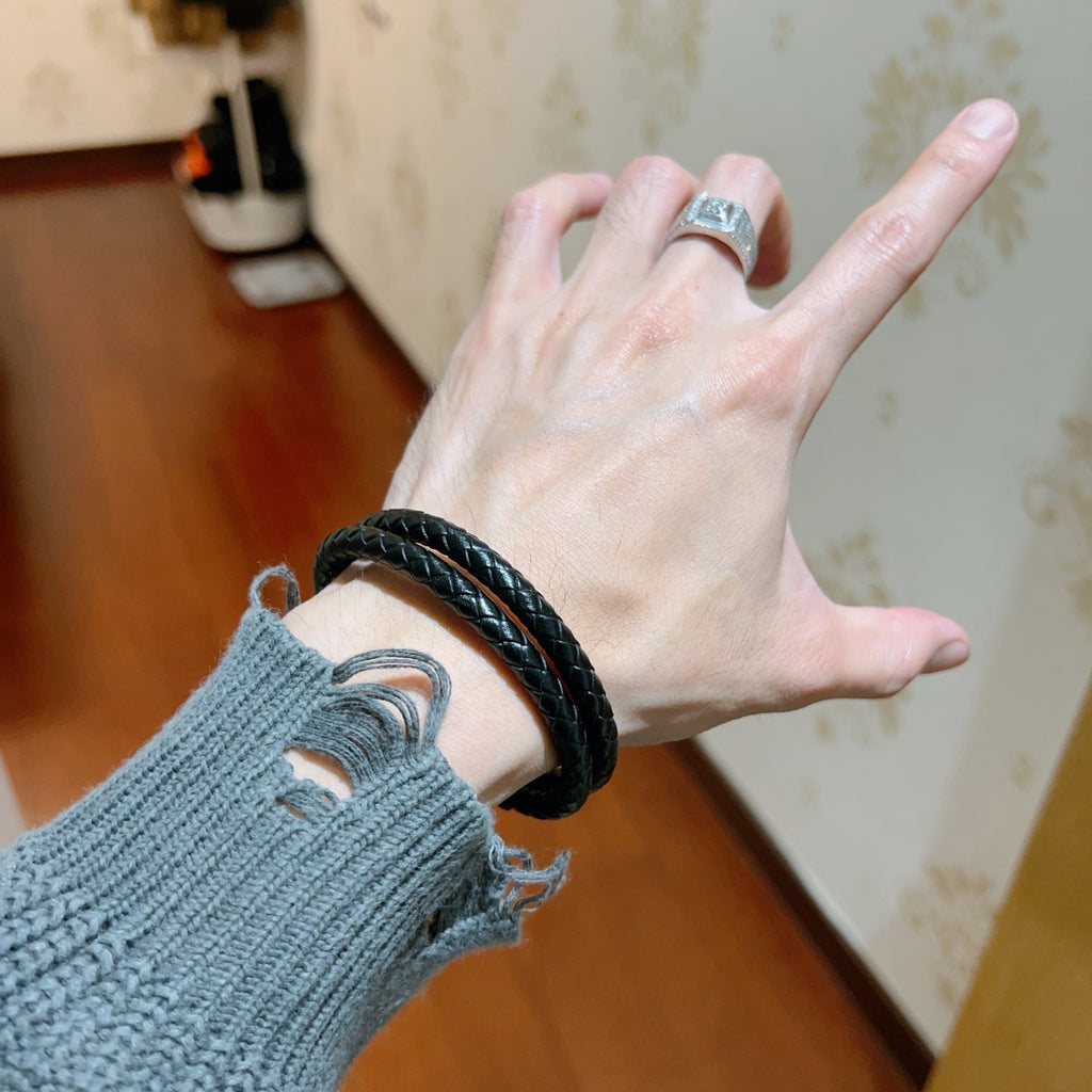 Hermès Black Leather H Cuff Bracelet - album image 7