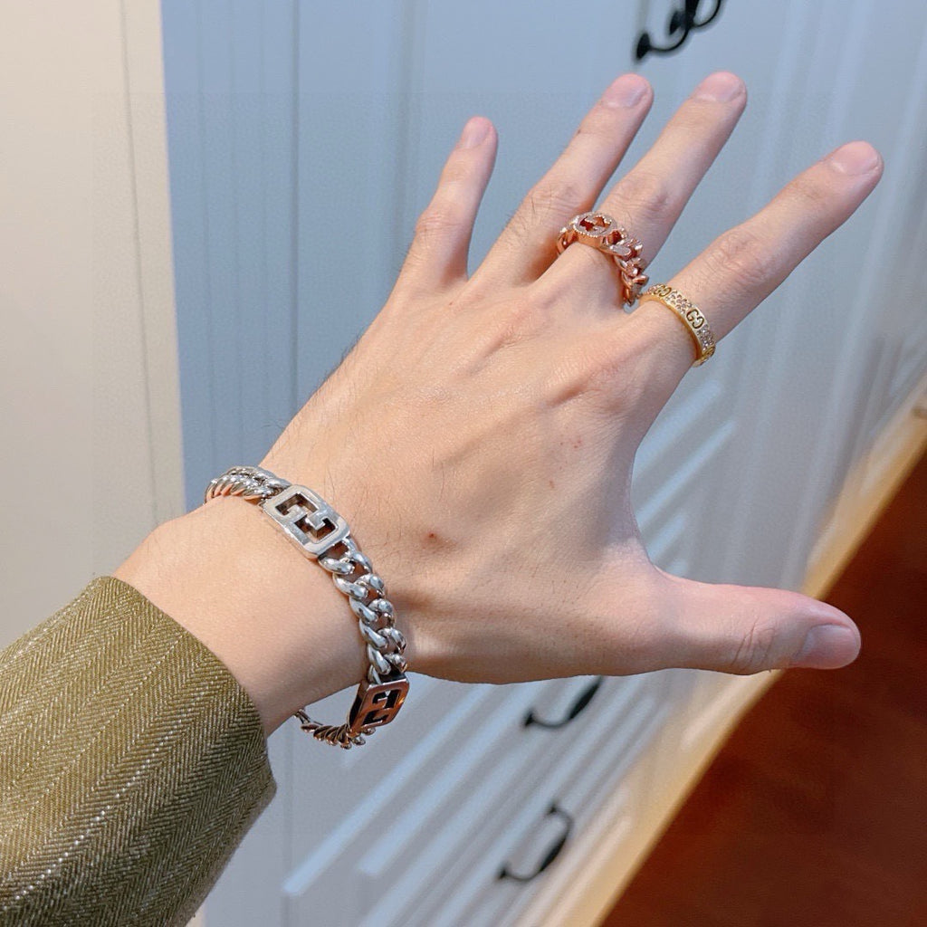 Gucci Silver-Tone Rectangular Openwork Link Bracelet - album image 3
