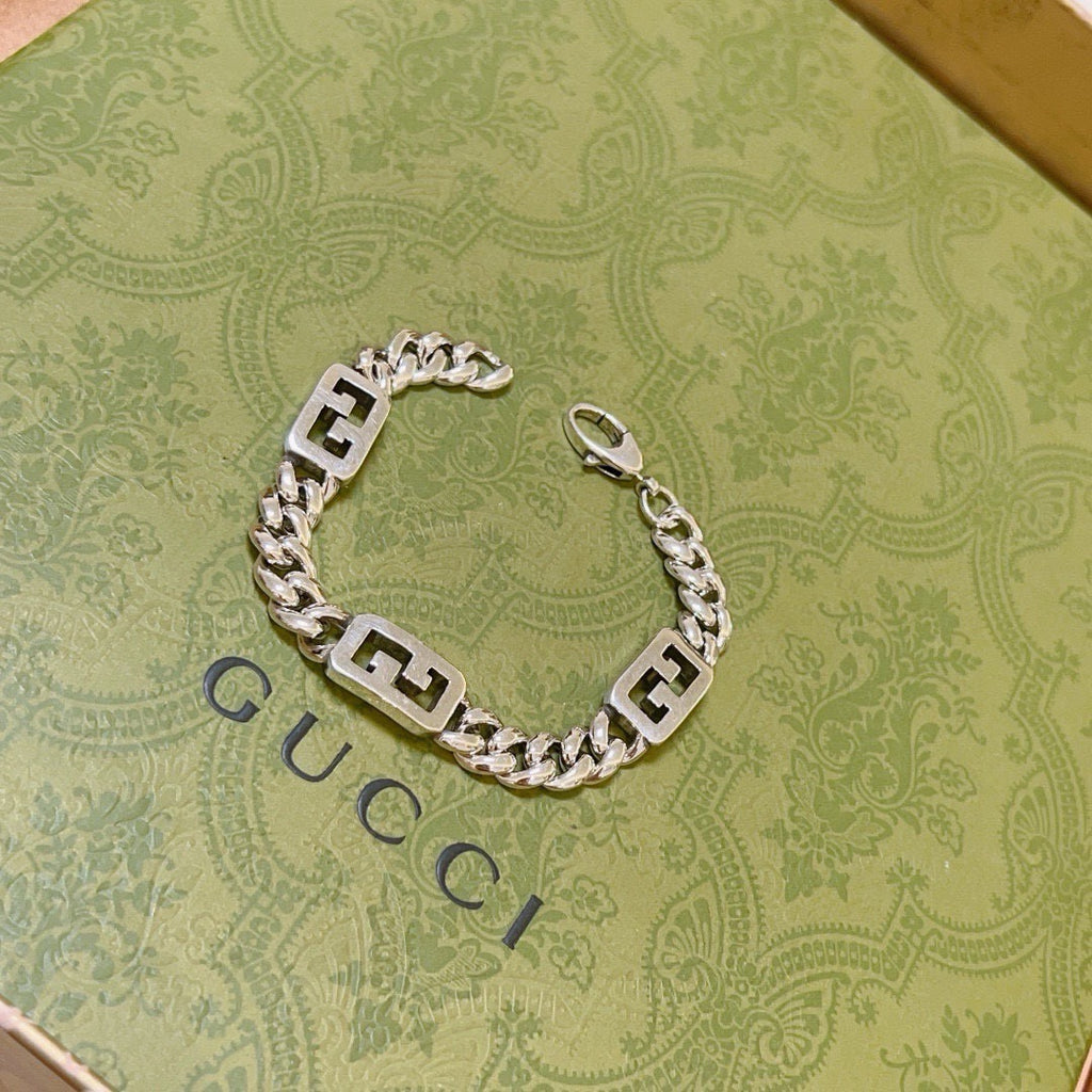 Gucci Silver-Tone Rectangular Openwork Link Bracelet - album image 4