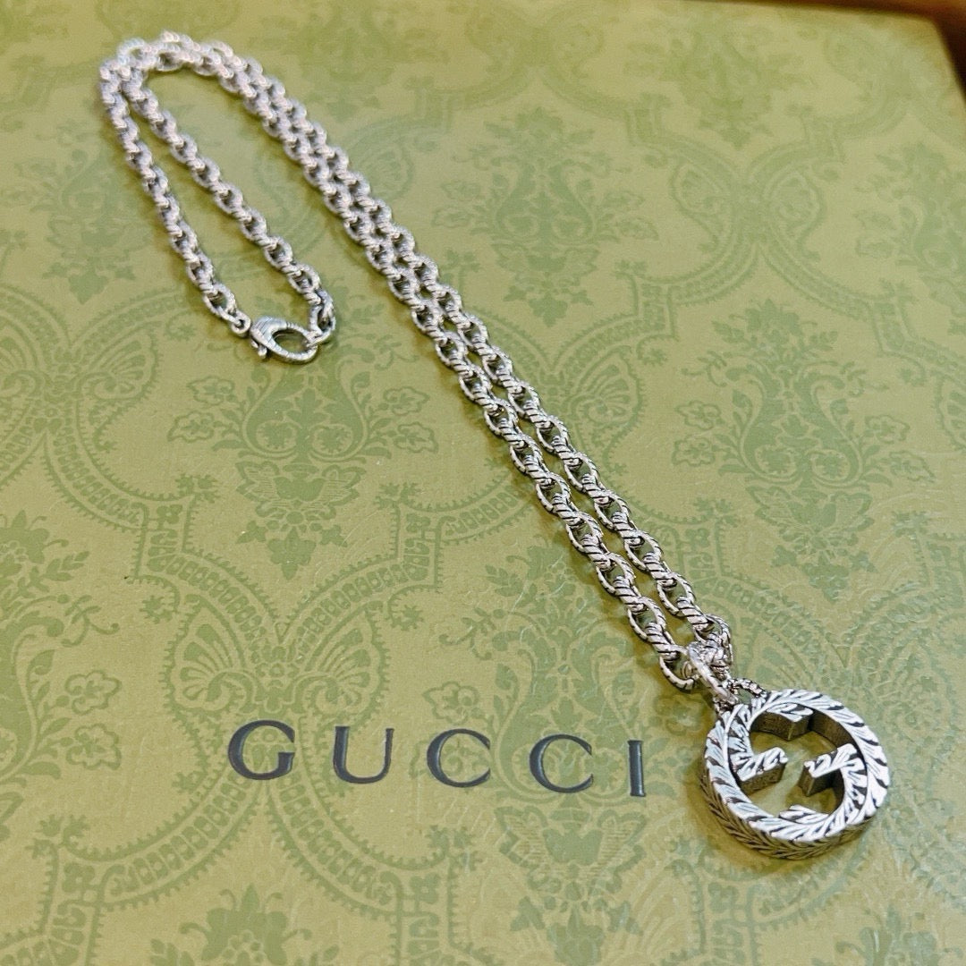 Gucci Anger Forest Interlocking G Antiqued Chain Necklace - album image 2